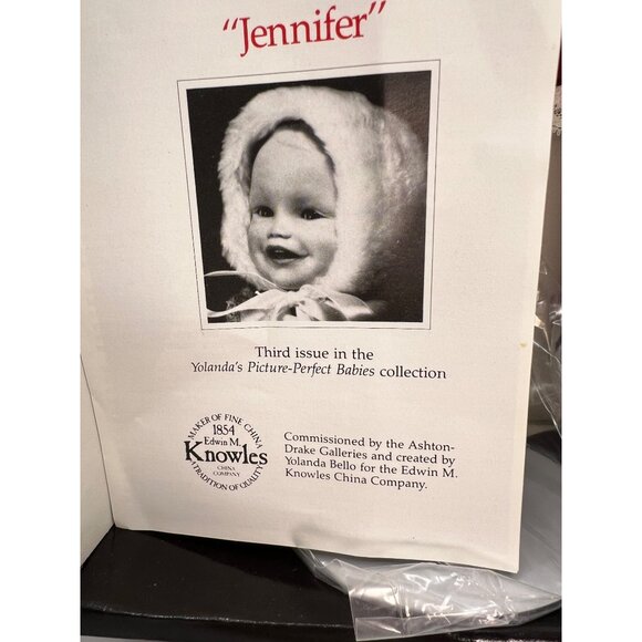 Knowles Yolanda's Picture Perfect Babies, Jennifer, COA, With Stand - Picture 5 of 8